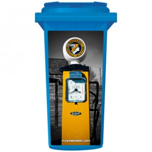 Retro Yellow Petrol Pump Wheelie Bin Sticker Panel